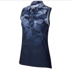 NIKE GOLF Women's Blue Sleeveless Print Polo Size Medium